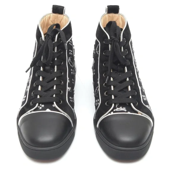 CHRISTIAN LOUBOUTIN Men's High Top Sneakers LOUIS ORLATO Red Sole 40.5